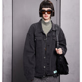 Unisex Jacket Spring and Autumn Denim Jacket Men and Women Couple Loose Casual Polo Collar Jacket